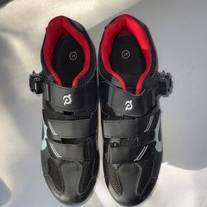 Peloton Black Cycling Shoes with Red and White Accents Size 41